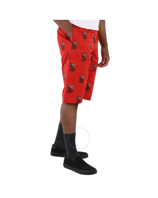 Burberry Red Bright Monogram Motif Cotton Tailo Shorts for men