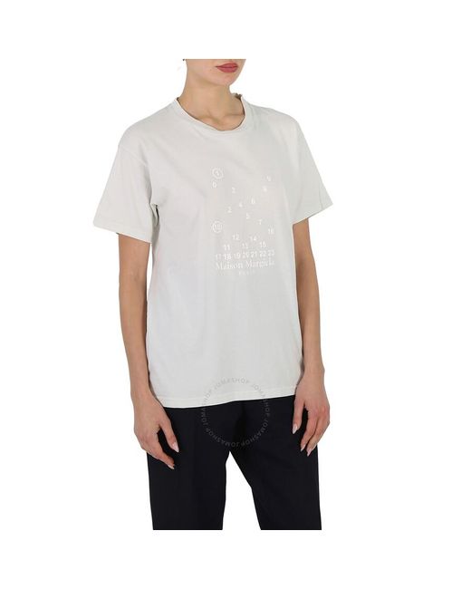 Maison Margiela White Off Numeric Logo Print Four- Stitch T-shirt