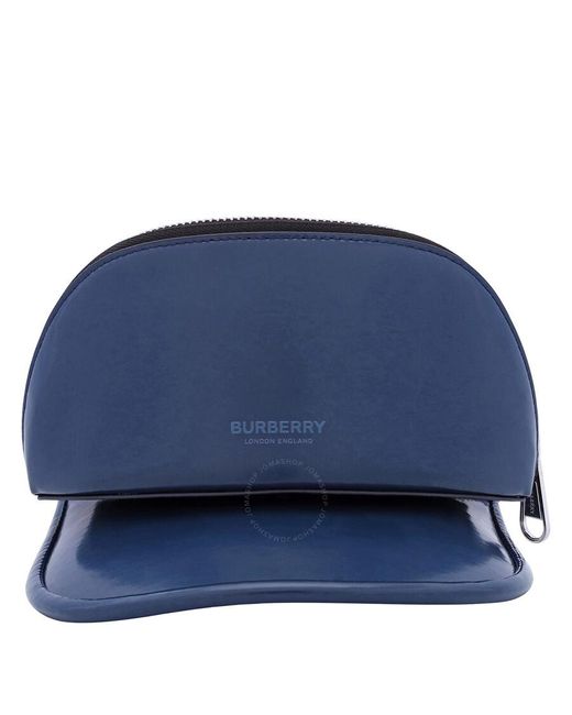 Burberry Blue Ink Removable Zipper Pocket Vinyl Visor Hat
