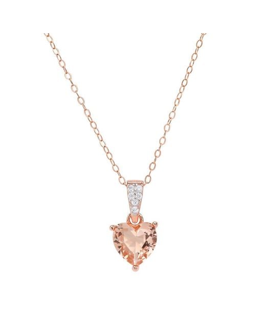 Kylie Harper Metallic 14K Rose Over Heart-Cut Morganite Cz Pendant