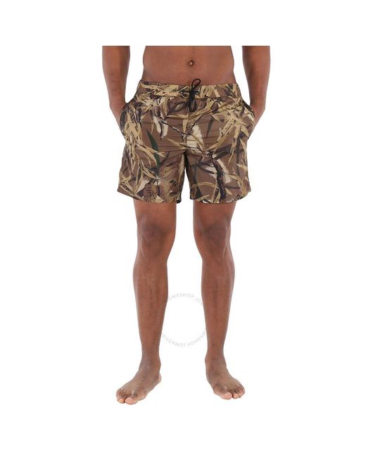 Moncler Natural Leaf Print Swim Shorts for men