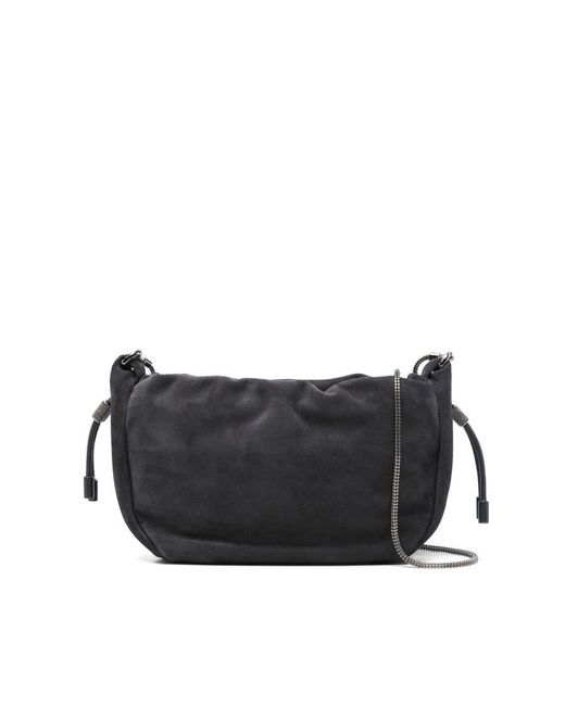 Brunello Cucinelli Black Bucket Mellow Mini Crossbody Bag