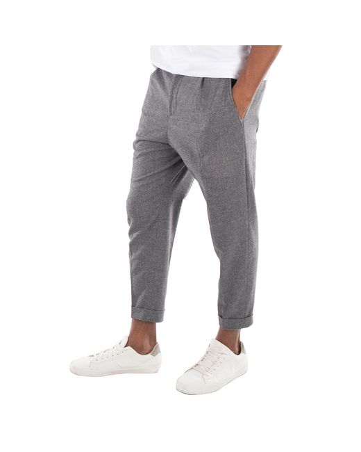 Boss Gray Tapered-Fit Stretch Flannel Trousers, Brand Size 52 (Us for men