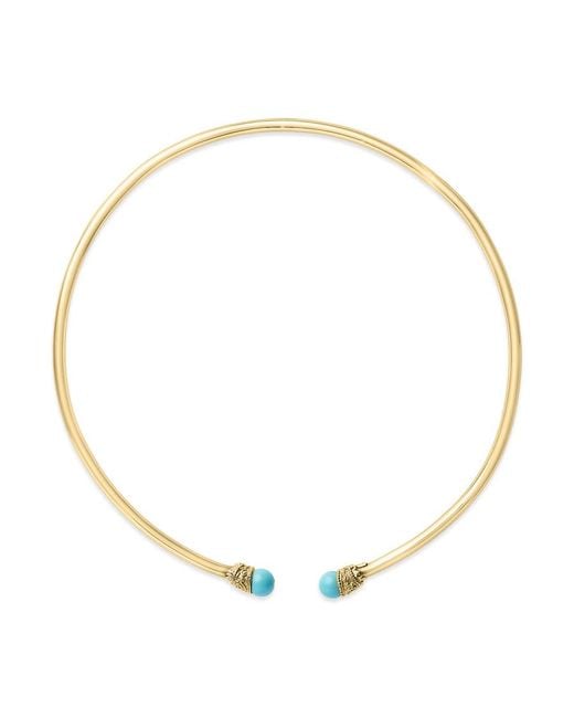 Haus of Brilliance Metallic 18K Sculpted Collar Necklace With Cabochon Ends for men