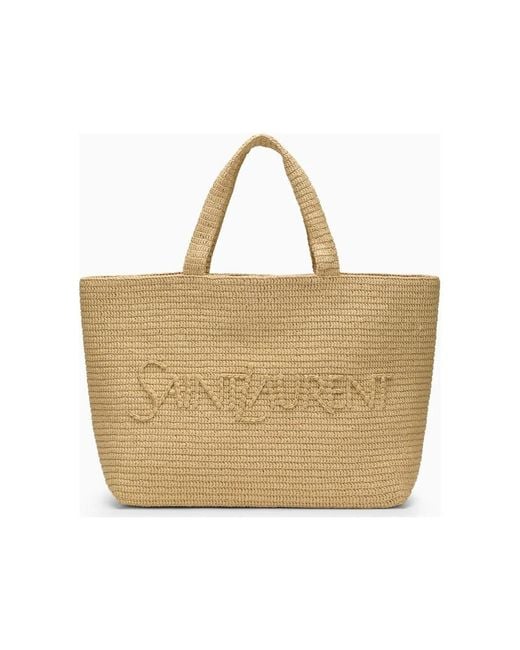 Saint Laurent Metallic Raffia Tote Bag