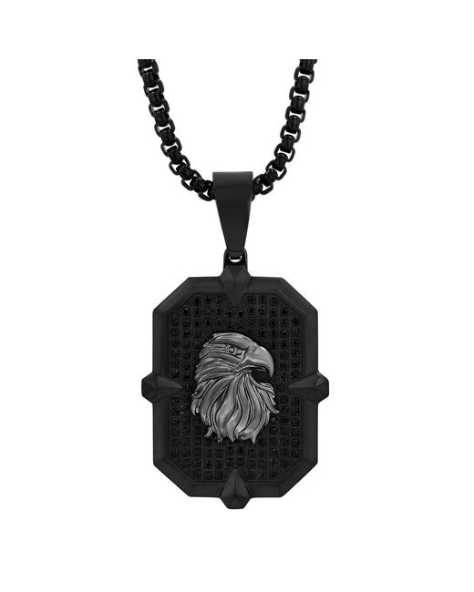 Robert Alton Black 3/4Ctw Diamond Stainless Steel With Finish Eagle Pendant for men