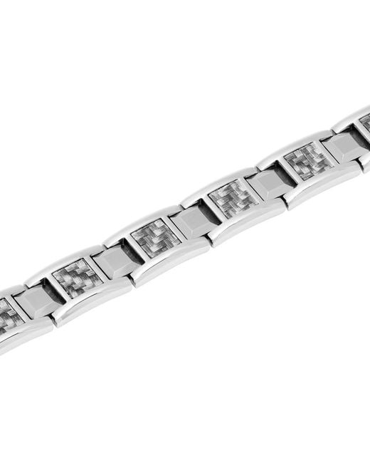 Robert Alton Metallic Stainless Steel & Tungsten Carbon Fiber Link Bracelet for men