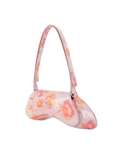 DIESEL Pink Floral-Print Faux Leather Shoulder Bag