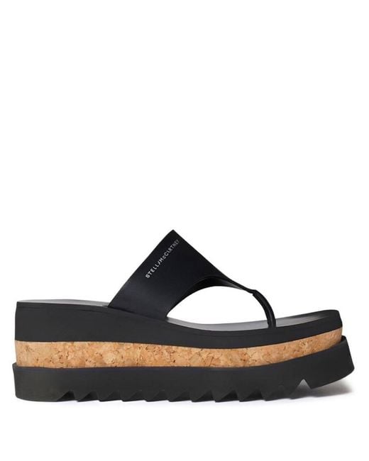 Stella McCartney Blue Sneak-Elyse Logo-Print Platform Sandals, Brand Size 35 Us