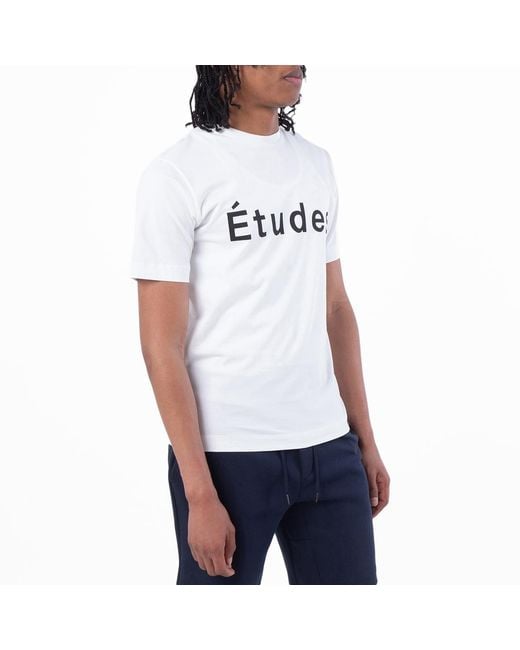 Etudes Studio White Wonder Logo Print Cotton T-Shirt for men