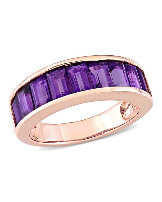 Amour Purple 2 1/3 Ct Tgw Baguette-Cut African-Amethyst Semi-Eternity Anniversary Band