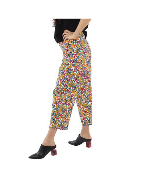 Marni Blue Cropped Floral Trousers