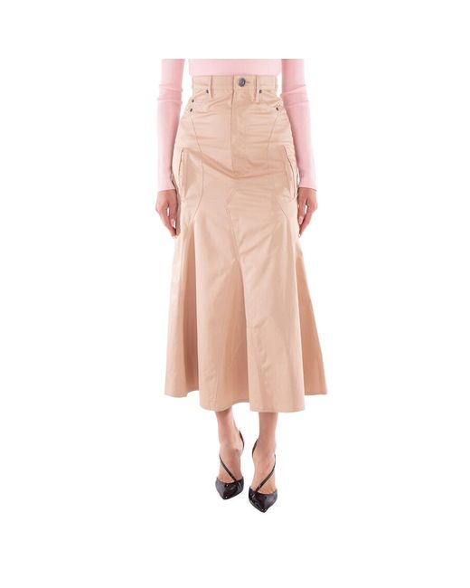 Burberry Brown Cotton Pleated Maxi Skirt, Brand Size 8 Us