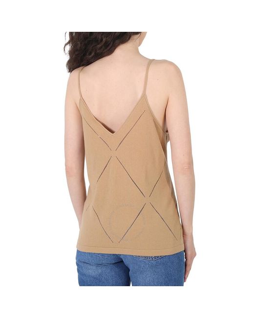 Burberry Blue Camel Maeve Knitted Cami Tank Top