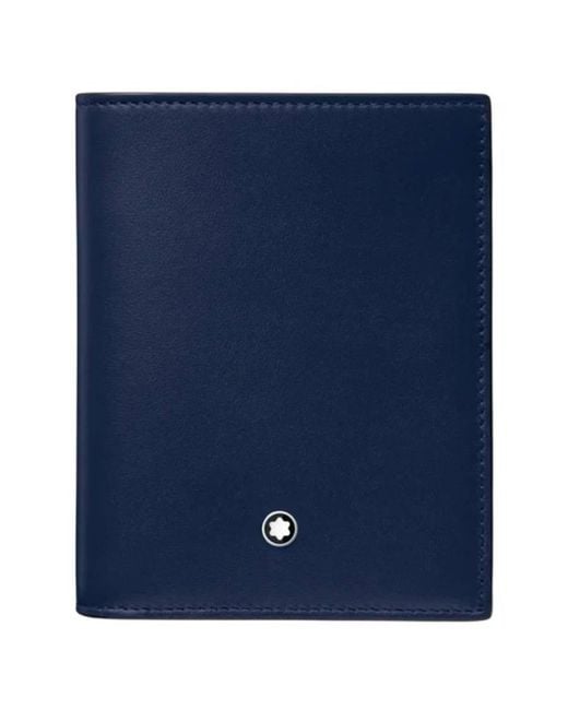 Montblanc Blue Meisterstuck Compact 6Cc Leather Wallet for men