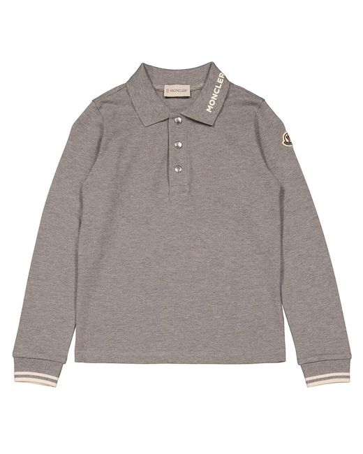 Moncler Gray Boys Light Long-sleeve Cotton Polo Shirt for men
