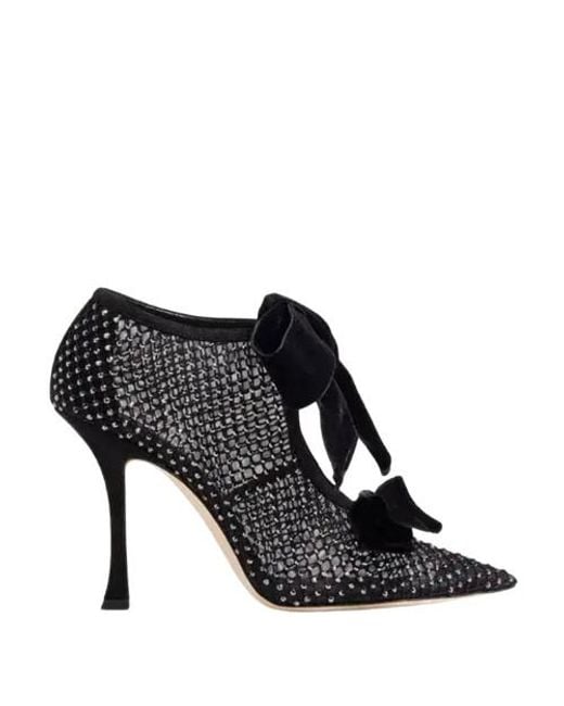 Jimmy Choo Black Flaca 100 Crystal-Embellished Mesh Pumps, Brand Size 35.5 Us