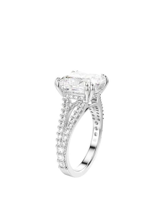 Swarovski White Stilla Square Cut Crystal Ring for men