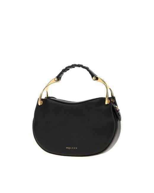 McQueen Black Wishbone Shoulder Bag