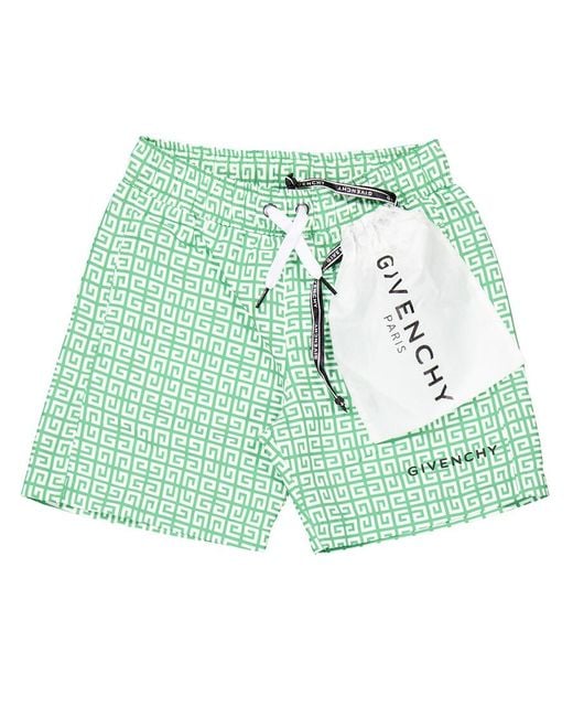 Givenchy Green Boys 4G-Print Swim Shorts for men