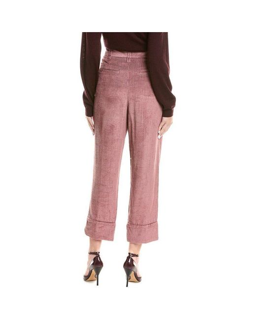 Brunello Cucinelli Red Cropped Wide Leg Trousers, Brand Size 42 (Us