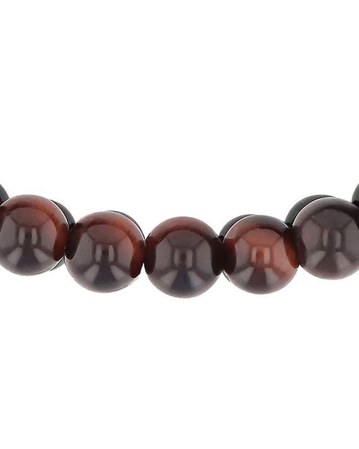 Robert Alton Black Stainless Steel Tiger Eye & Onyx Bead Bolo Bracelet for men