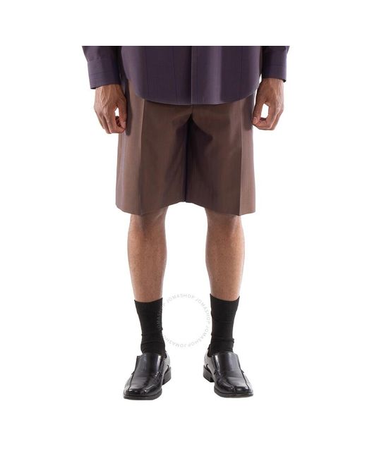 Burberry Brown Knee Length Pleated Shorts, Brand Size 44 Waist for men