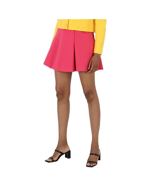 Moschino Pink Fuschia Polka-Dot Tweed Mini Skirt