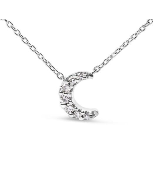 Haus of Brilliance Metallic 10K Diamond Accented Crescent Moon Shaped 18" Inch Pendant Necklace (H-I Color, I1-I2 Clarity)