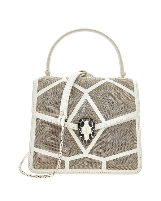 BVLGARI White Serpenti Forever Million Chain Crossbody Bag