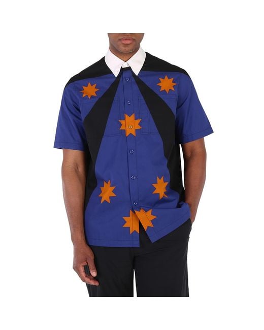 Burberry Blue Bright Short-Sleeve Star Detail Shirt for men
