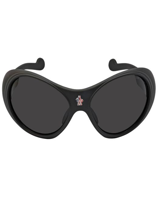 Moncler Black Grey Oval Sunglasses