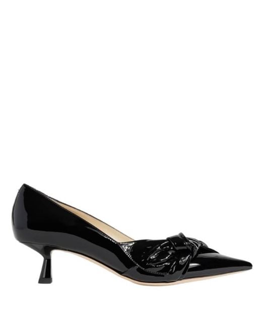 Jimmy Choo Black Elinor 45 Patent Pointed-Toe Pumps