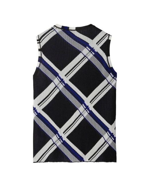Burberry Blue Check Jacquard Silk Vest