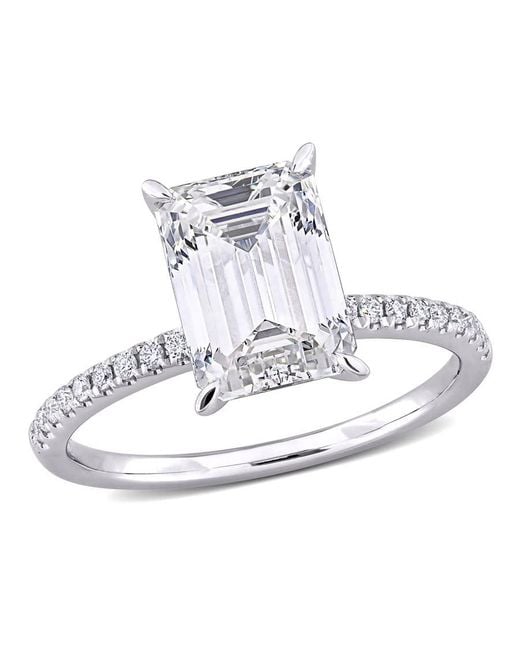Created Forever Metallic 3 1/10Ct Tdw Emerald-Cut Lab-Created Diamond Engagement Ring for men