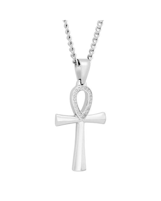 Robert Alton Metallic 1/10Ctw Diamond Stainless Steel Ankh Pendant for men