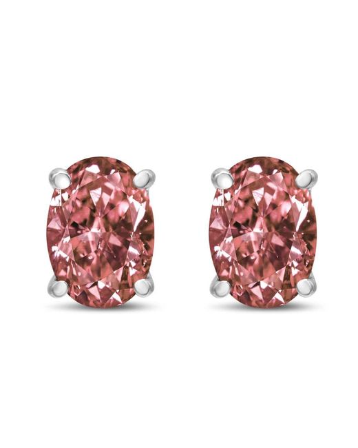 Haus of Brilliance Red 14K 1.0 Cttw Lab Grown Oval 4 Prong Set Classic Diamond Solitaire Stud Earrings Color, Vs2-Si1 Clarity)