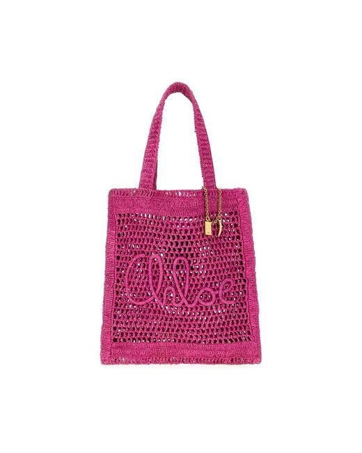 Chloé Pink Chlo Fuchsia Raffia Summer Banana Shoulder Bag