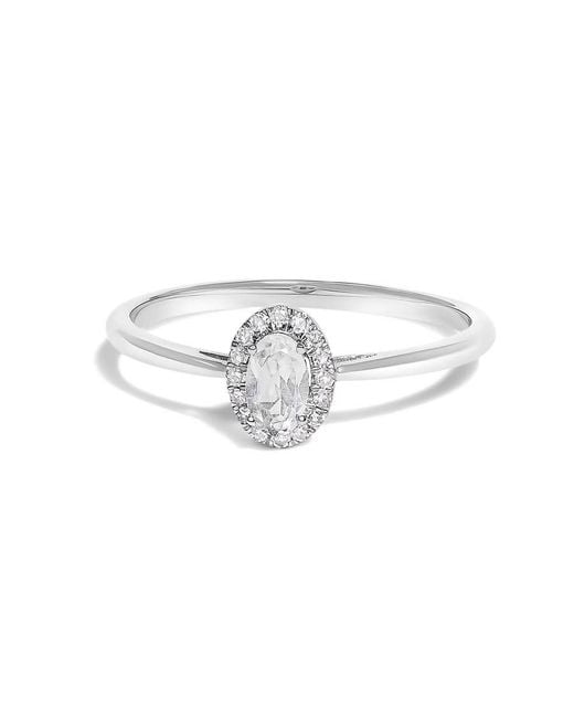Haus of Brilliance White 10K 5X3Mm Oval Topaz And Diamond Accent Halo Ring (I-J Color, I1-I2 Clarity)