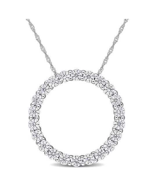 Amour Metallic 2 1/5 Ct Dew Created Moissanite Circle Pendant With Chain