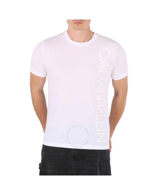 Calvin Klein White Vertical Logo Knit Casual T-shirt for men