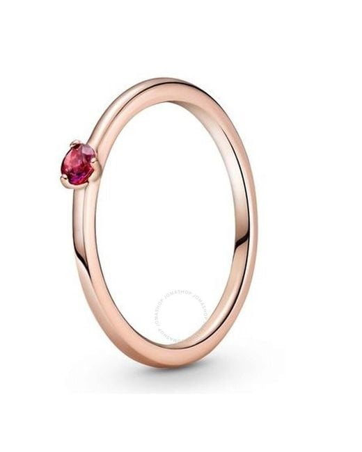 Pandora Pink Rose Gold-plated Red Cz Solitaire Ring, Size