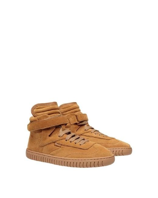 Bally Brown Player Calf Suede Mid-Top Sneakers, Brand Size 40 Us