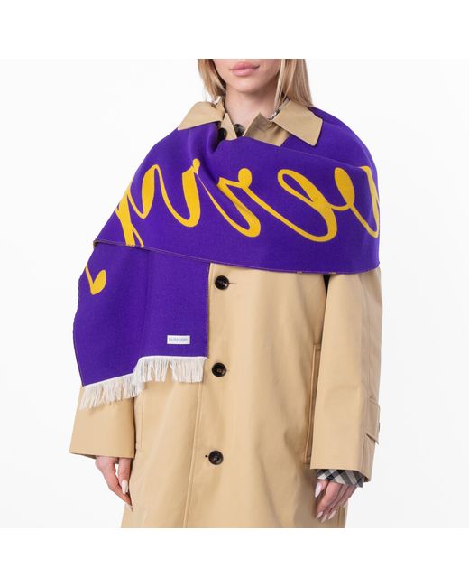 Burberry Yellow Logo Jacquard Football Scarf