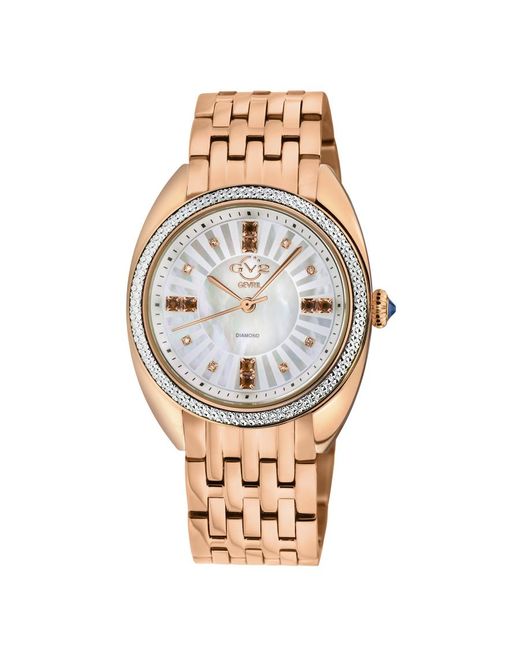 Gevril Metallic Palermo Diamond Mother Of Pearl Dial Watch