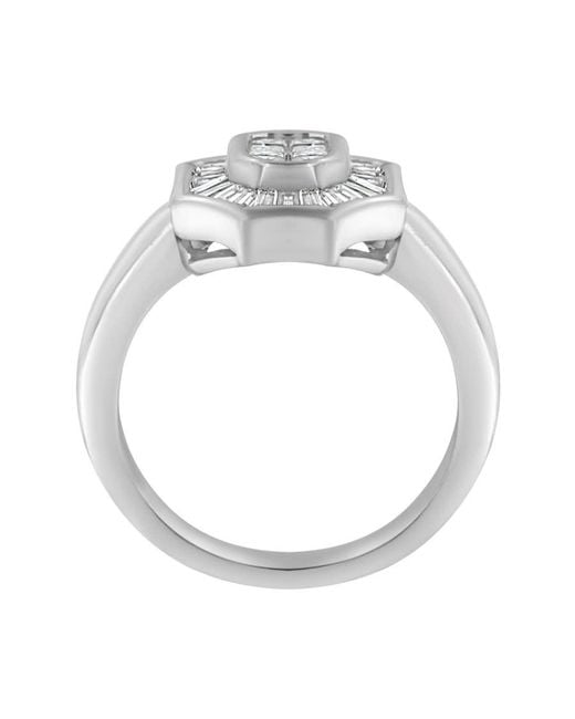 Haus of Brilliance Metallic 14K 1.00 Cttw Baguette And Princess-Cut Diamond Cocktail Art Deco Style Ring (H-I Color, Si1-Si2 Clarity)