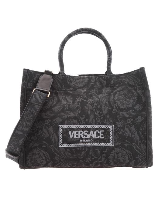Versace Black Barocco Athena Medium Tote Bag