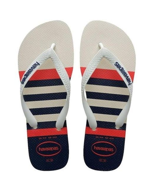 Havaianas White Top Nautical Flip Flops, Brand Size 45/46 (M