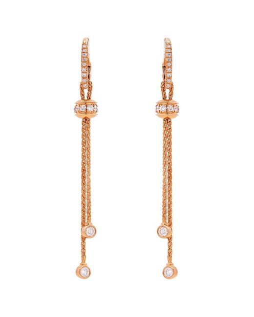 Piaget Metallic Possession 18K Rose 0.97 Ct Diamond Drop Earrings