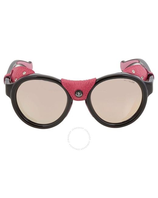 Moncler Pink Smoke Mirror Round Sunglasses Ml0046 01c 52
